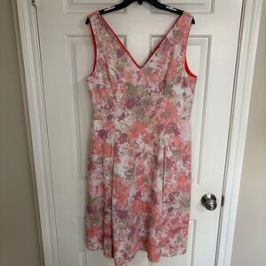 Adrianna Papell Floral V-Neck Midi Dress